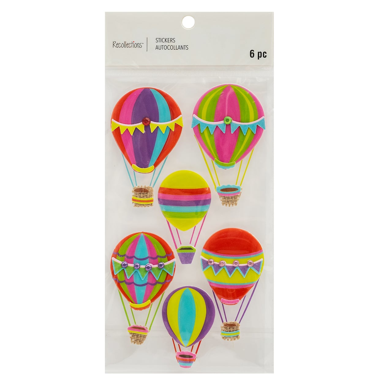12 Packs: 6 ct. (72 total) Hot Air Balloon Stickers by Recollections™